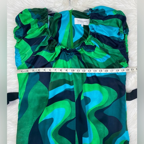 Veronika Maine Emerald Green Swirling Pattern Modernist Maxi Dress 10 EUC - Picture 9 of 10
